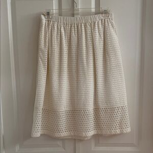 J. Crew Cream Eyelet A-Line Skirt